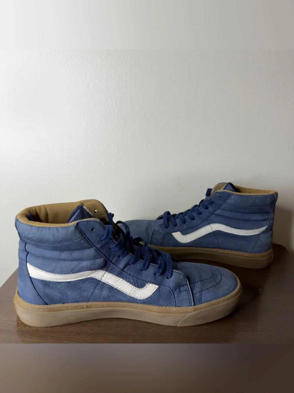 Vans Sk8 Hi Blue Suede Sneakers Sz 8.5 Mens